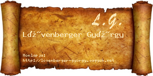 Lövenberger György névjegykártya